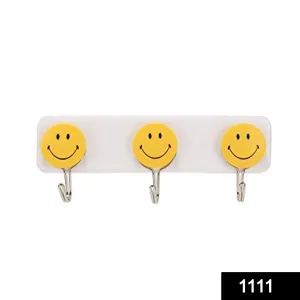 1111 Self Adhesive Smiley Face Wall Hooks (Pack of 3)