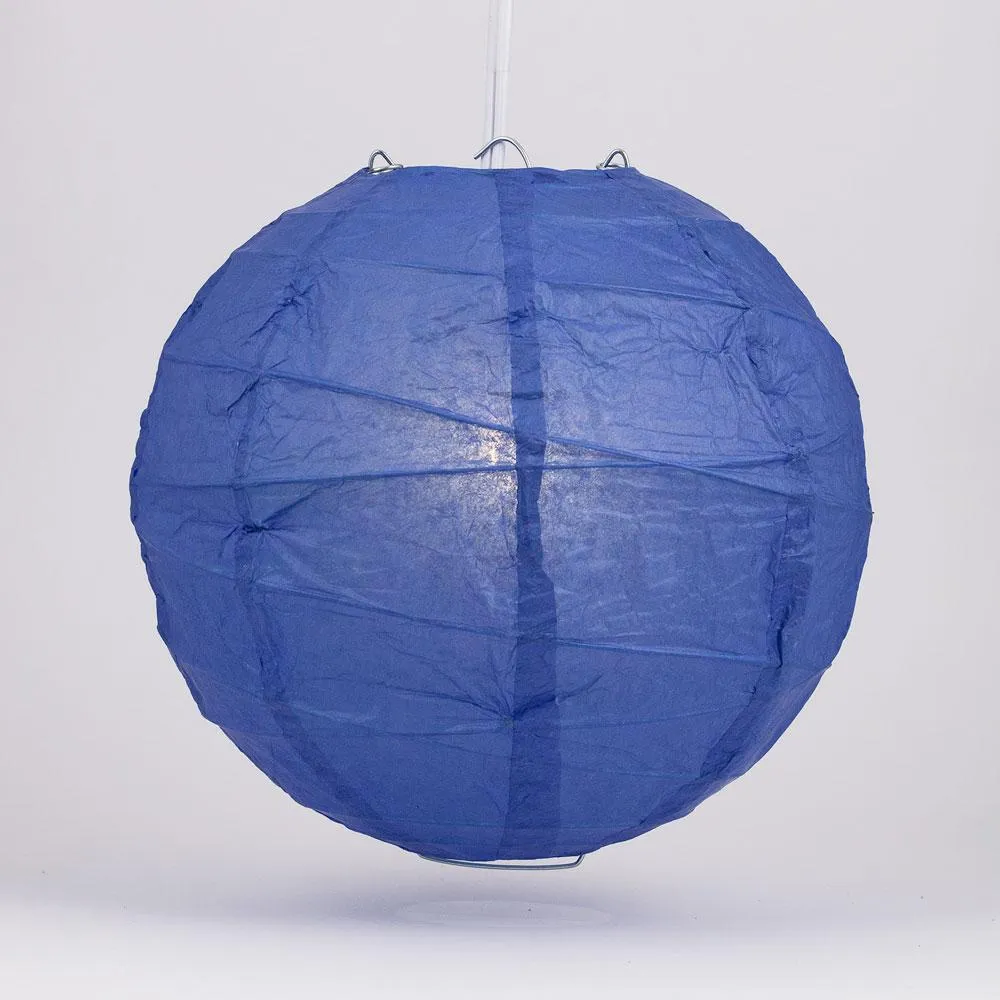 12 PACK |  Dark Blue Crisscross Ribbing, Hanging Paper Lantern Combo Set