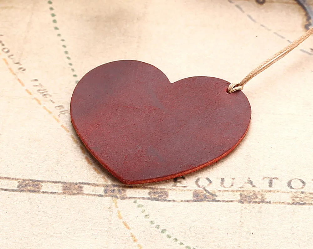 2PCS Rustic Heart Shape Leather Bookmarks for Lovers