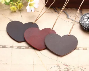 2PCS Rustic Heart Shape Leather Bookmarks for Lovers