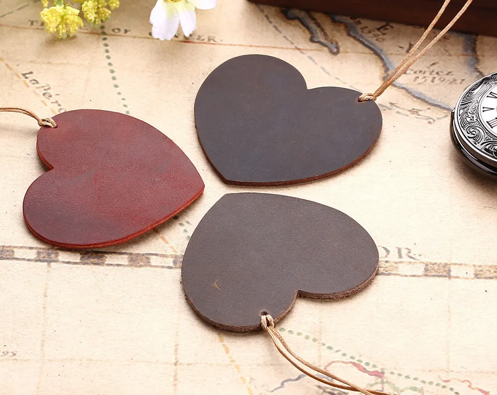 2PCS Rustic Heart Shape Leather Bookmarks for Lovers