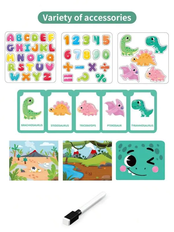 3 in 1 Fun Magnetic Dinosaur Puzzle Drawing Board