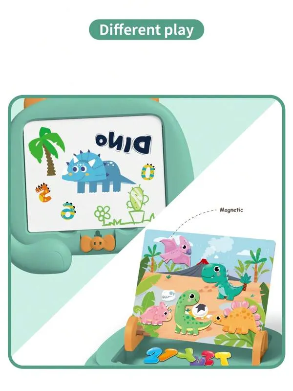 3 in 1 Fun Magnetic Dinosaur Puzzle Drawing Board