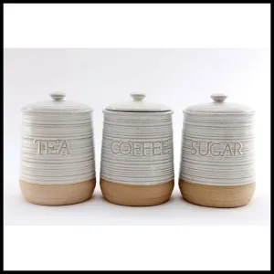 3 x Ceramic Jars 18.5cm - White