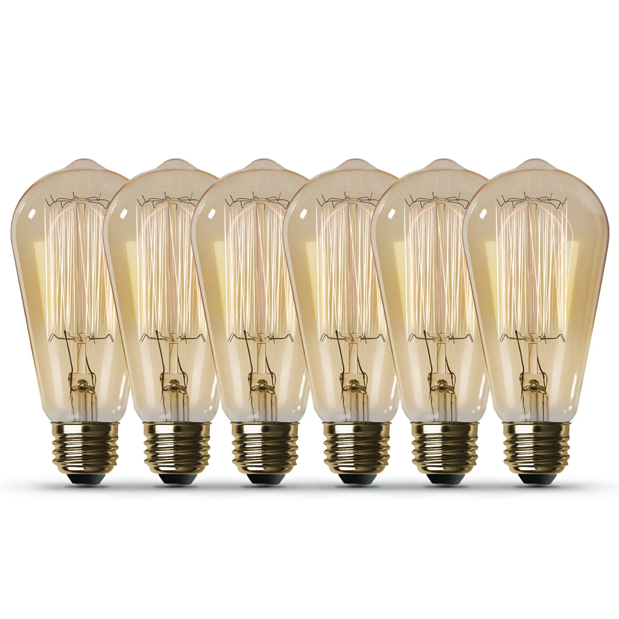 60W Replacement ST19 E26 Dimmable Cage Filament Amber Glass Vintage Edison Incandescent Light Bulb, Warm White (6-Pack)