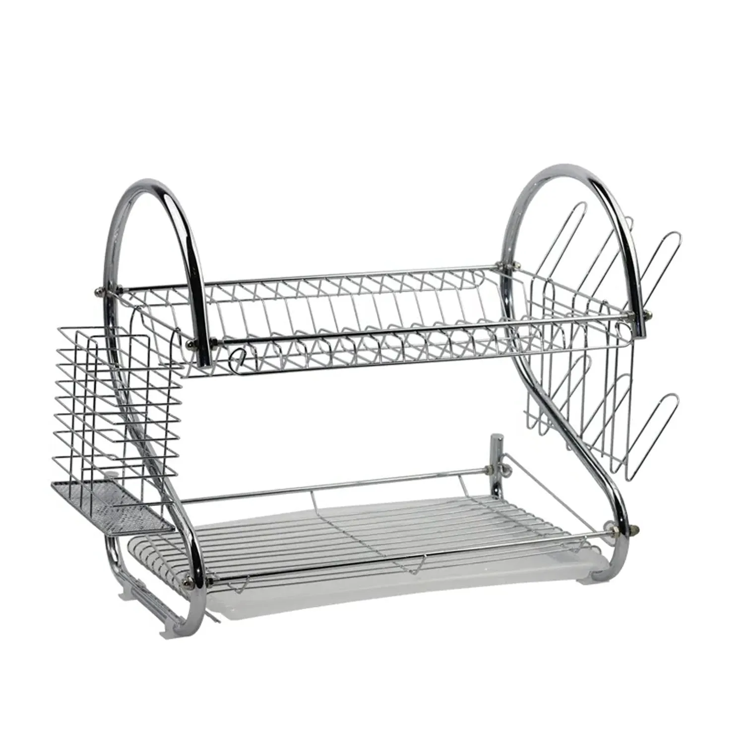 7668 Stainless Steel Drain Bowl Storage Rack Holder Plate Dish Cutlery Cup Rack with Tray Kitchen Shelf Stand