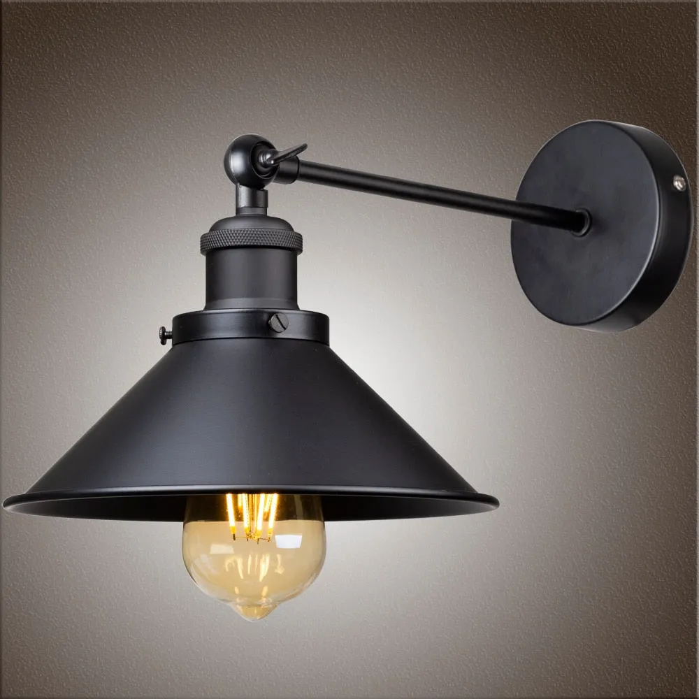 Adjustable Swing Arm Black Industrial Wall Lamp