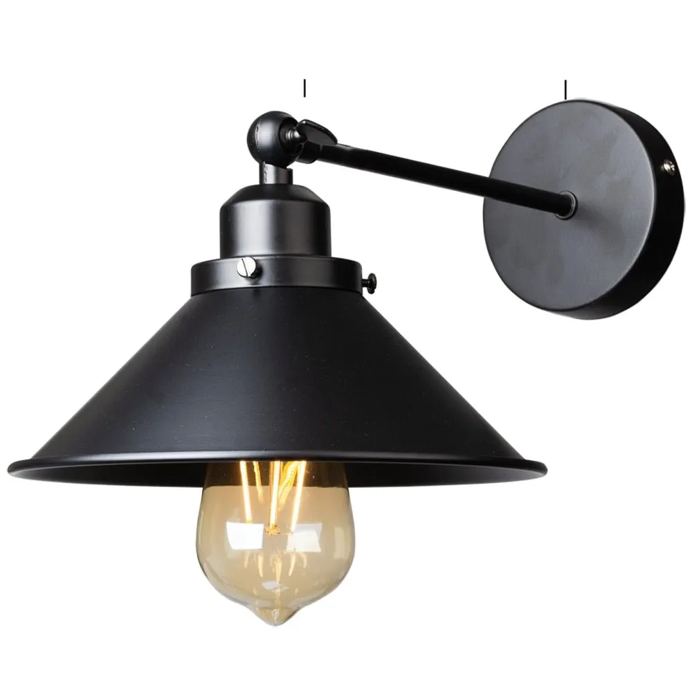 Adjustable Swing Arm Black Industrial Wall Lamp