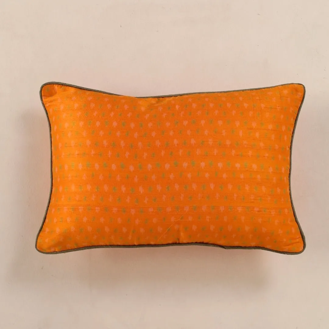 Amber Cushion Cover In Rectangle Shape Silk & Cotton | 18" x 12" | Set Of 1/2 | Handmade In India