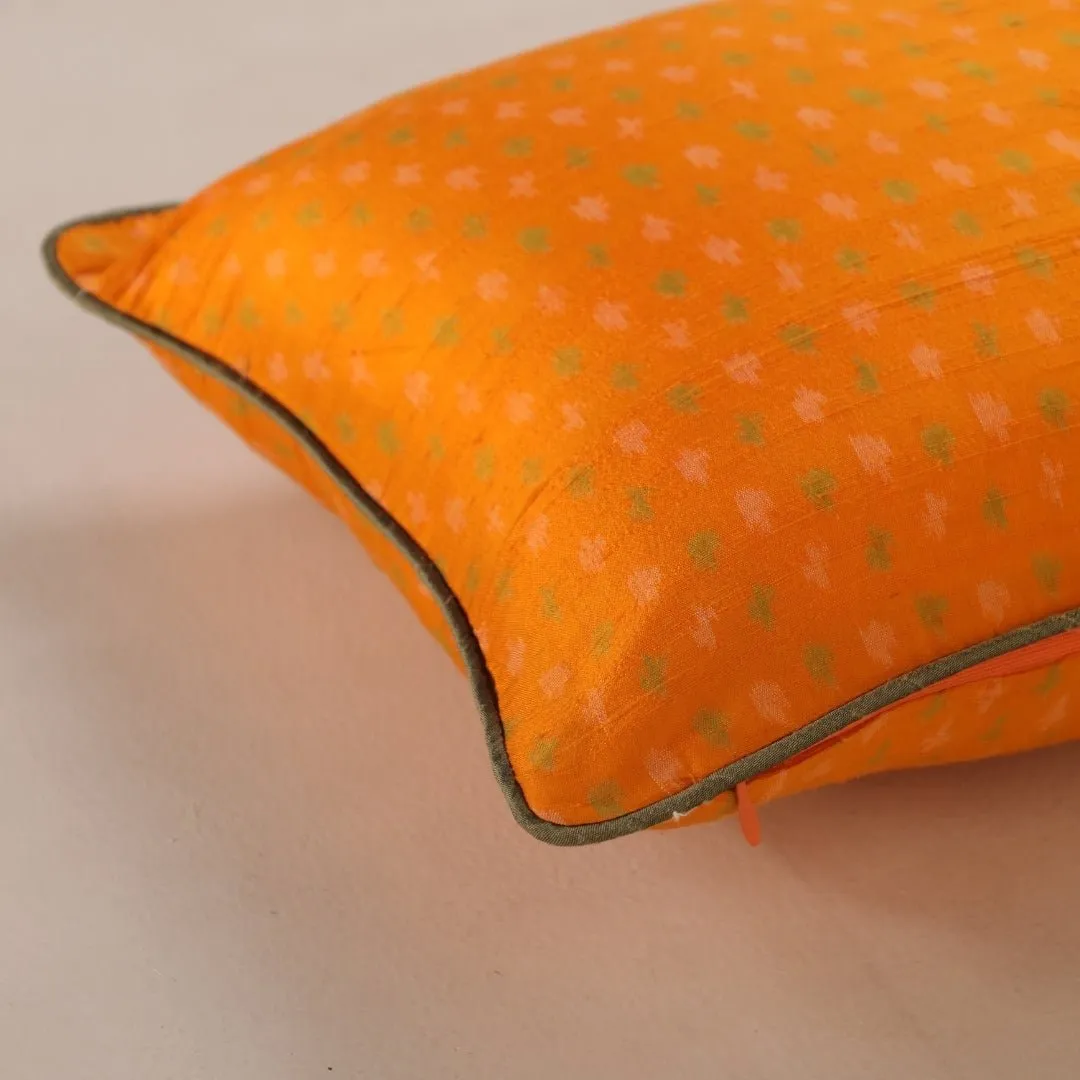 Amber Cushion Cover In Rectangle Shape Silk & Cotton | 18" x 12" | Set Of 1/2 | Handmade In India