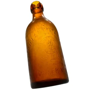 Antique BLOB BEER BOTTLE Yellow-Amber TIFFANY & ALLEN "GOLDEN LAGER" Dover, N.J.