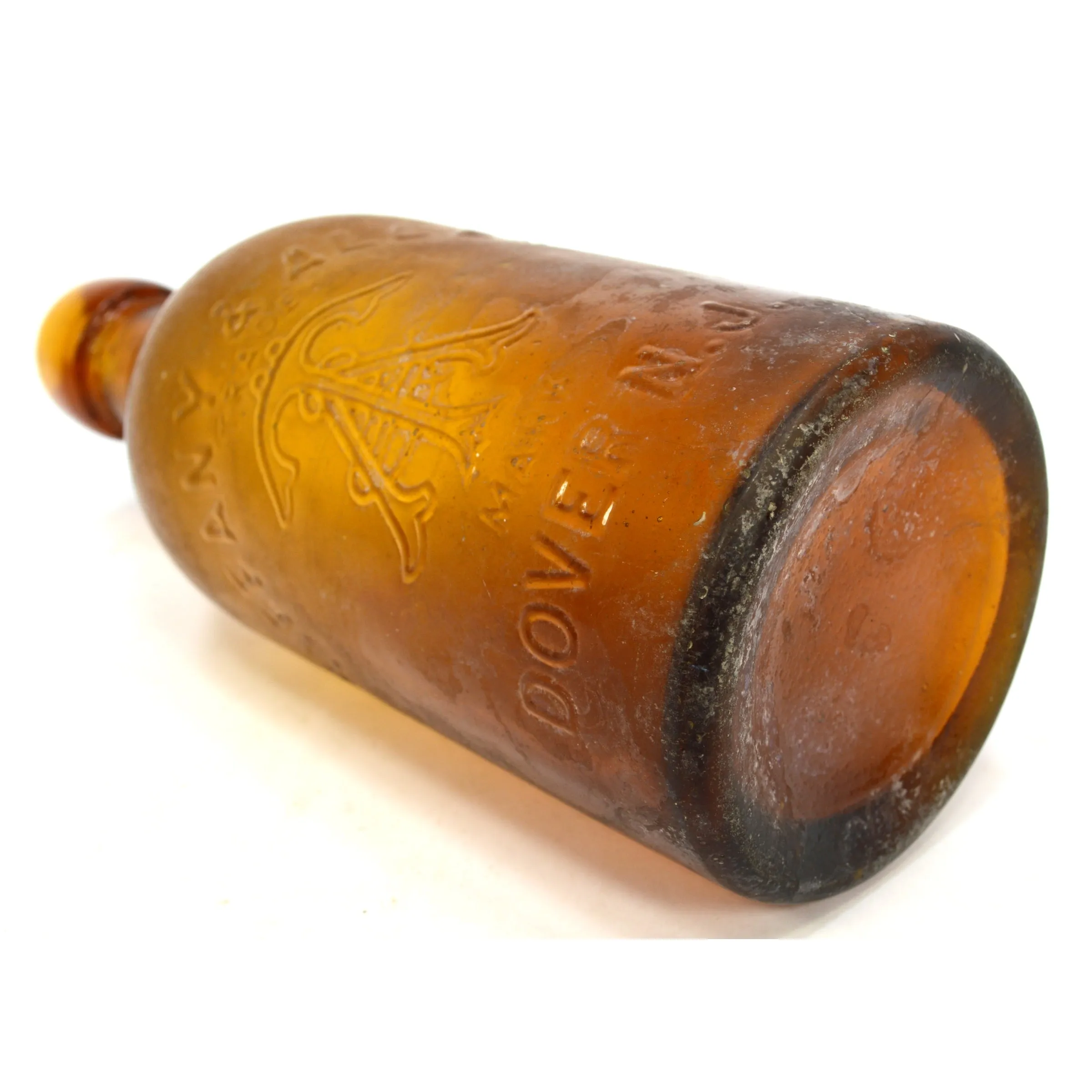 Antique BLOB BEER BOTTLE Yellow-Amber TIFFANY & ALLEN "GOLDEN LAGER" Dover, N.J.