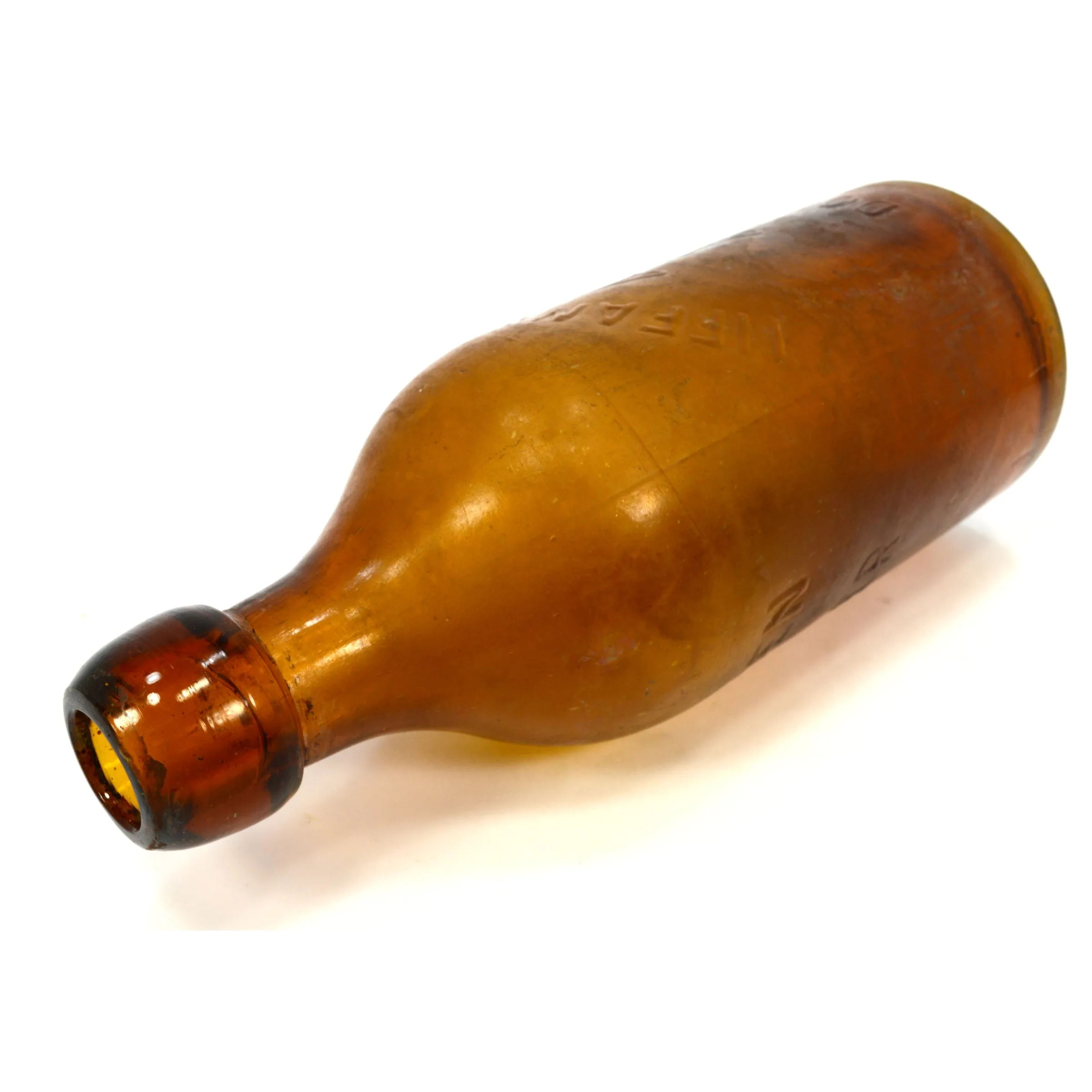 Antique BLOB BEER BOTTLE Yellow-Amber TIFFANY & ALLEN "GOLDEN LAGER" Dover, N.J.