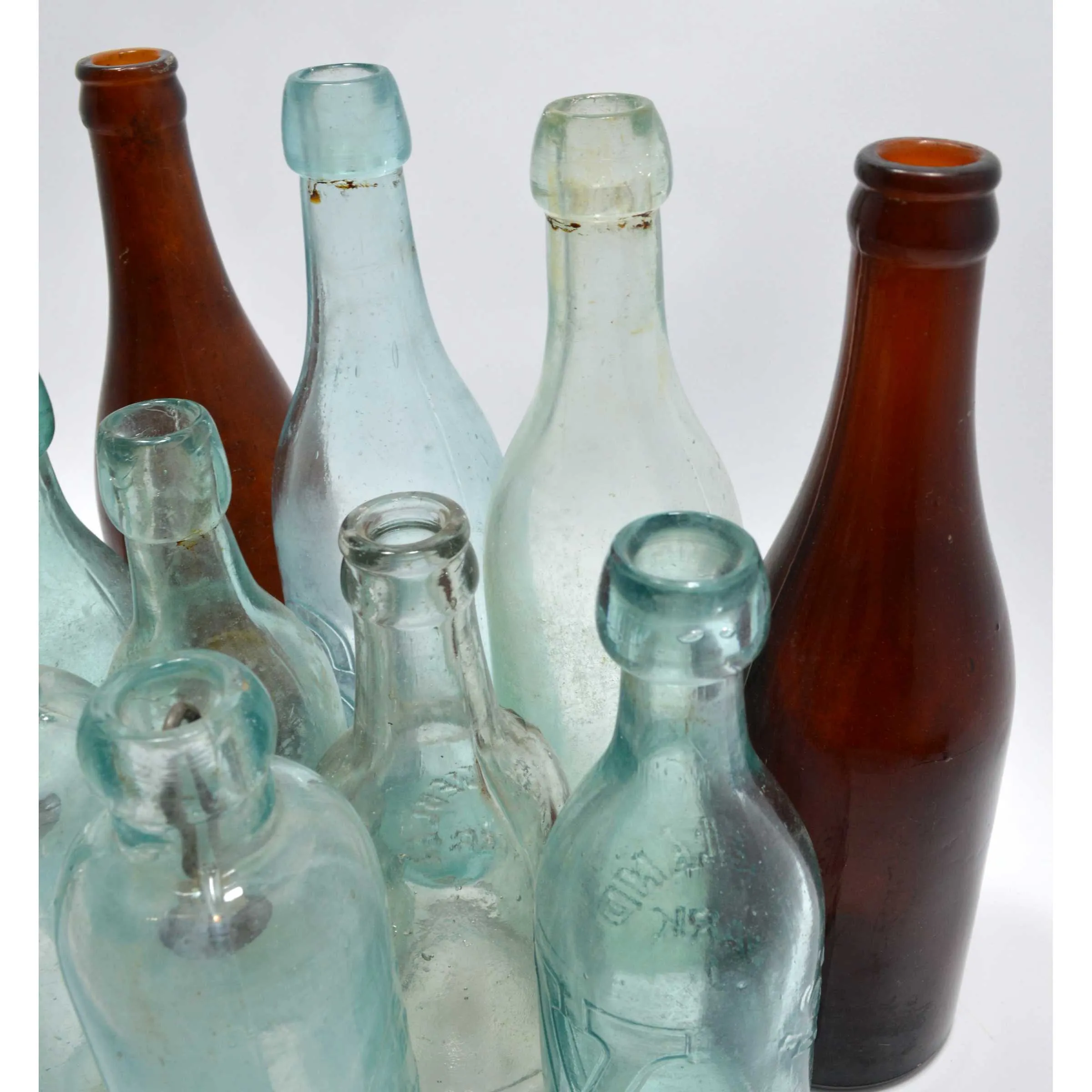 Antique BOTTLE LOT OF 10 SODA or BEER Seitz HUTCHINSON Blob-Tops NJ & PA BOTTLES