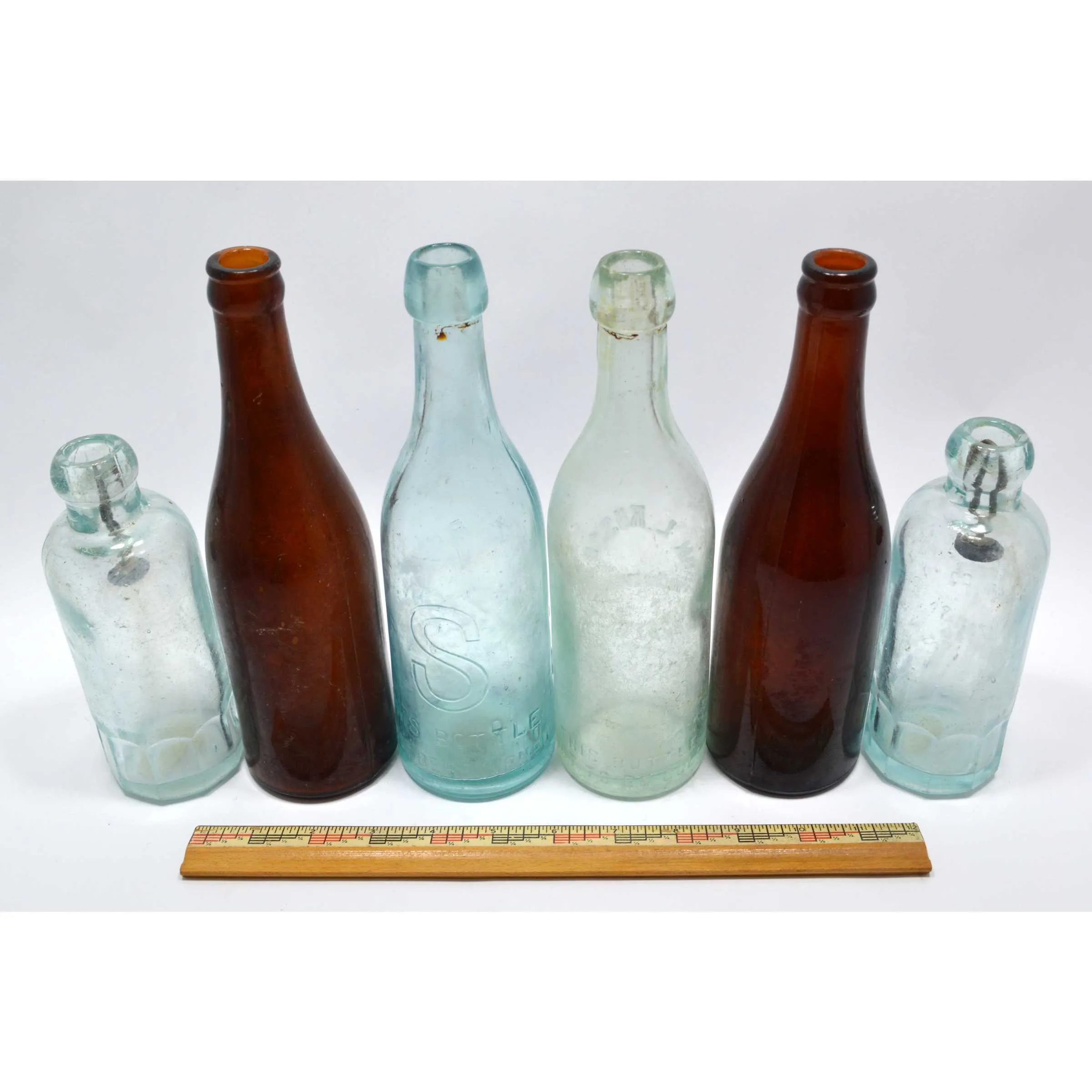 Antique BOTTLE LOT OF 10 SODA or BEER Seitz HUTCHINSON Blob-Tops NJ & PA BOTTLES