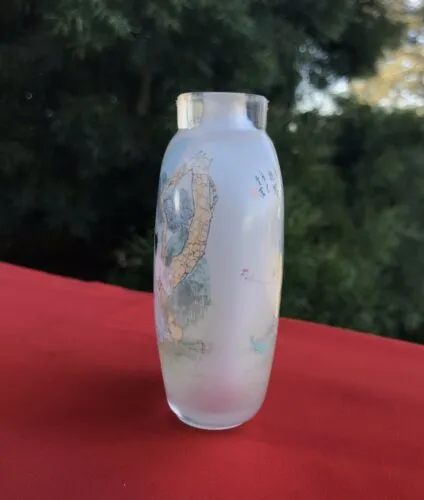 Antique Rare Chinese Signed Reverse Painted Glass Snuff Bottle