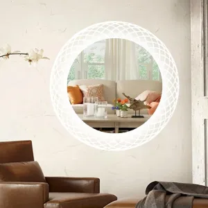 Artessa Designer Round LED Mirror with Defogger, Dimmer, 3-Colour LED for Bathroom (60 x 60 CM)