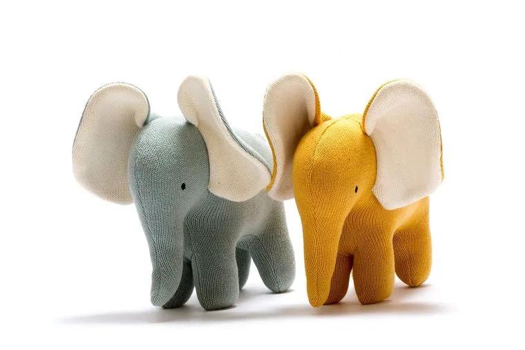 Best Years Organic Cotton Knitted Little Elephant Toy in Mustard