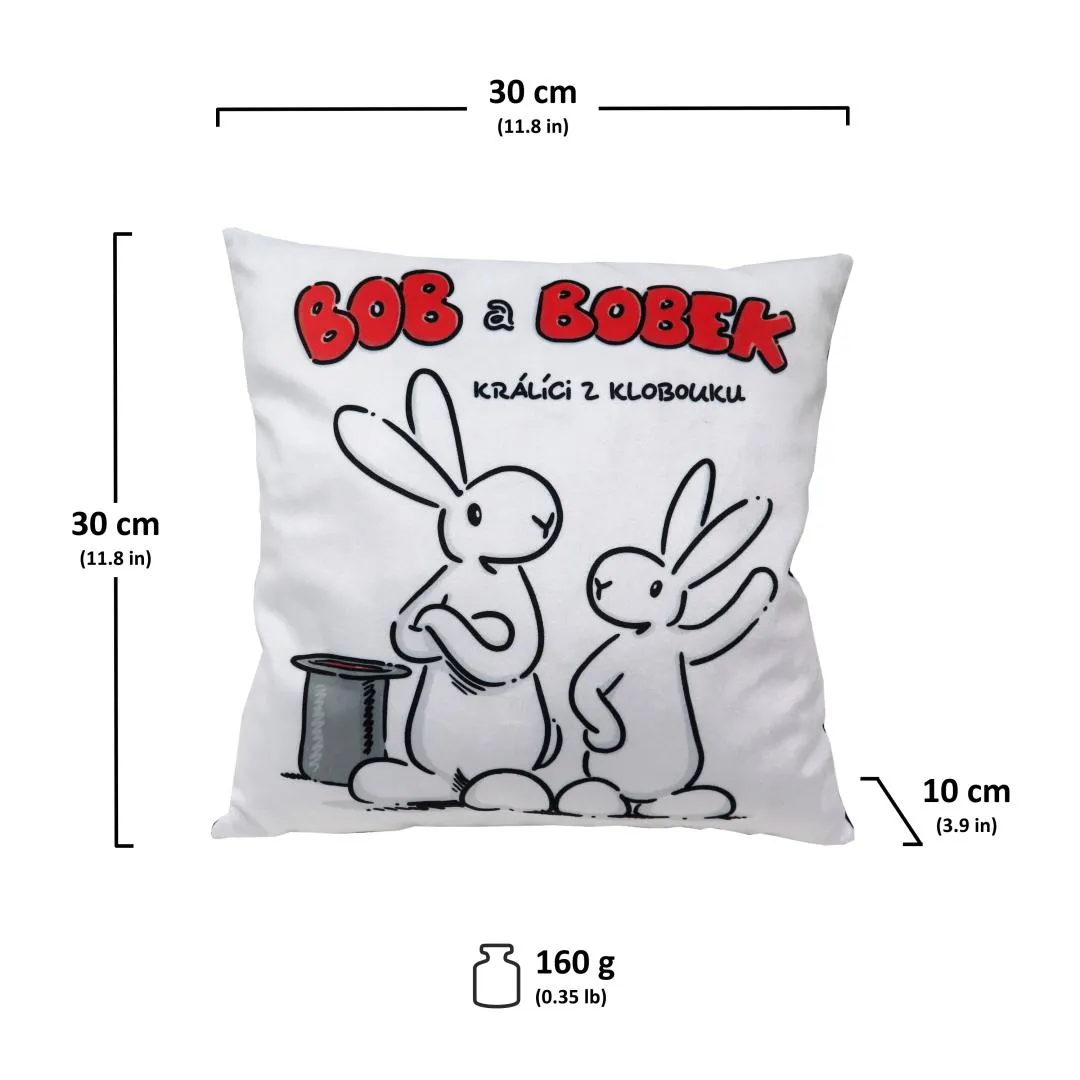 Bob & Bobby  - Bob a Bobek Pillow 30x30 cm Soft White Cushion