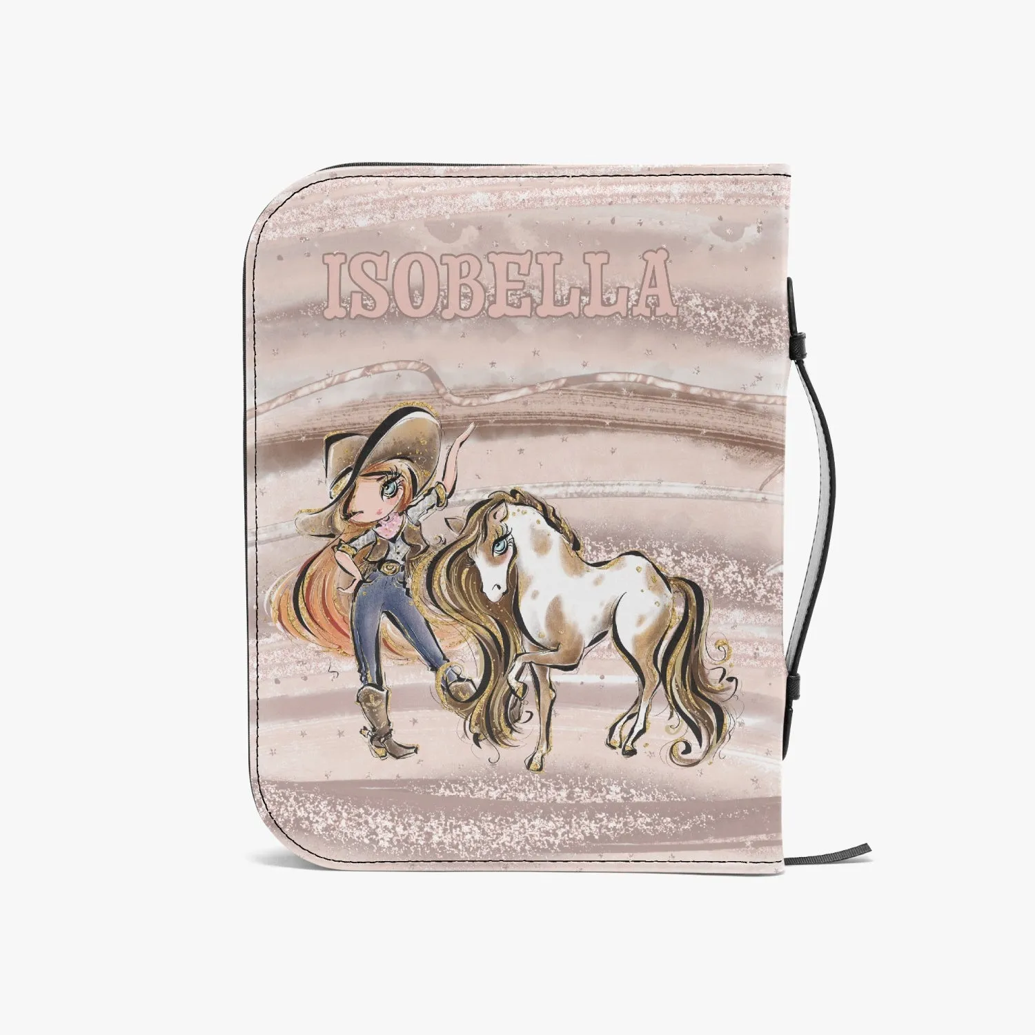 Book/ Bible Cover, Howdy, Cowgirl and Horse, Red Hair, Blue Eyes