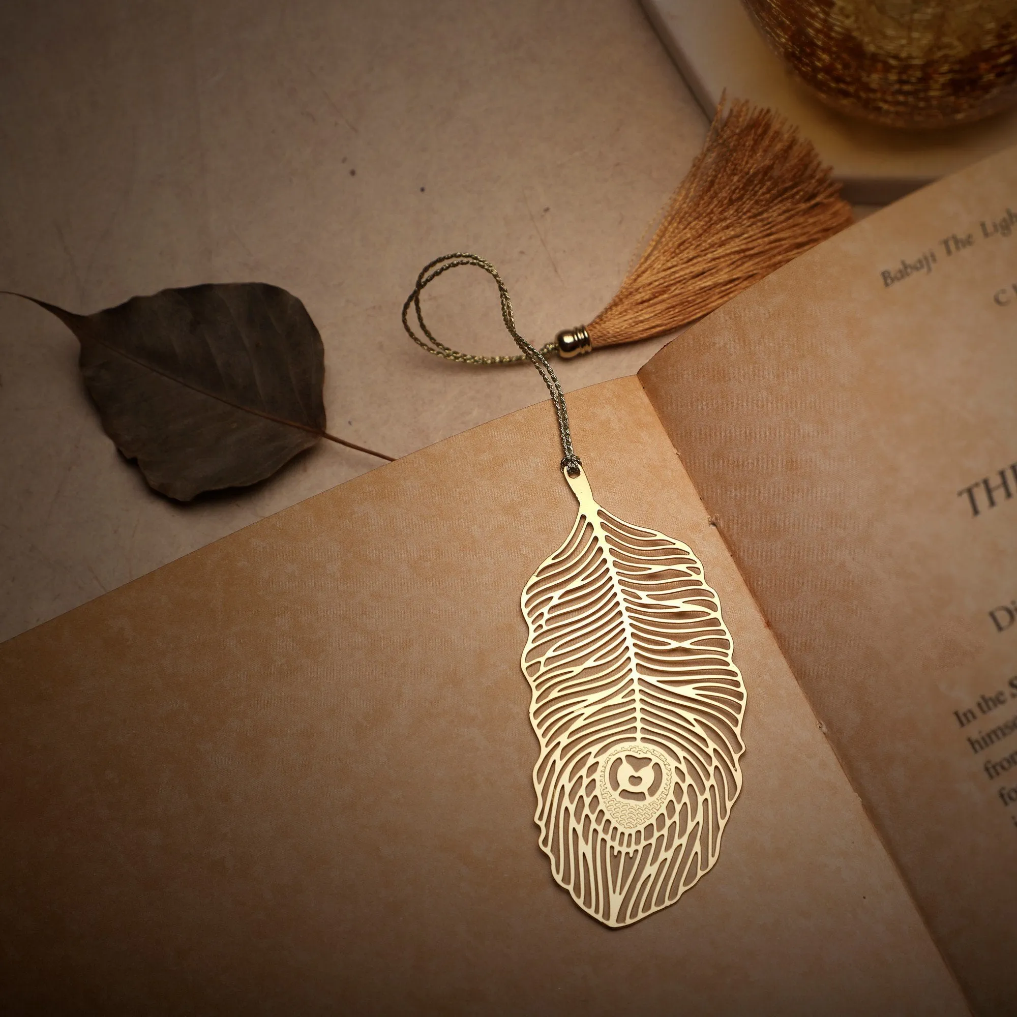 Brass Bookmark Peacock Feather