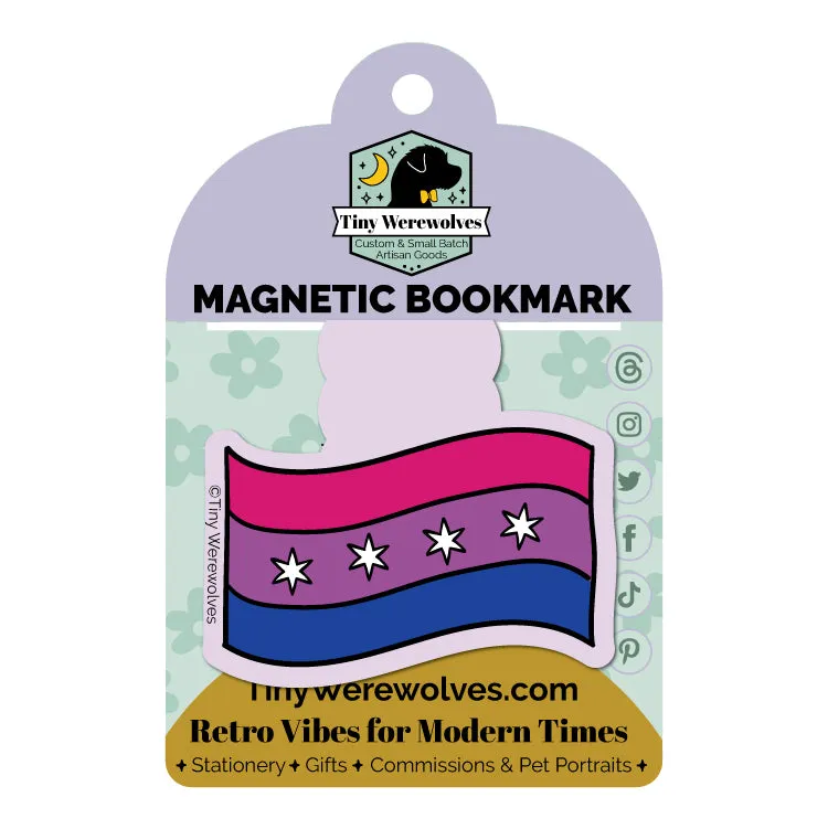 Chicago Bisexual Flag Laminated Magnetic Bookmark