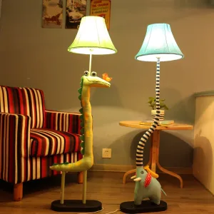 Children's Floor Lamp Coated with Cotton - Animal Shape