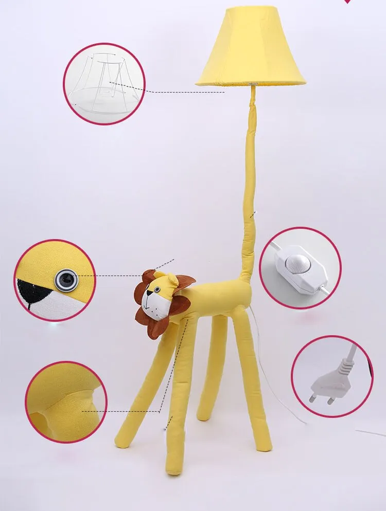 Children's Floor Lamp Coated with Cotton - Animal Shape