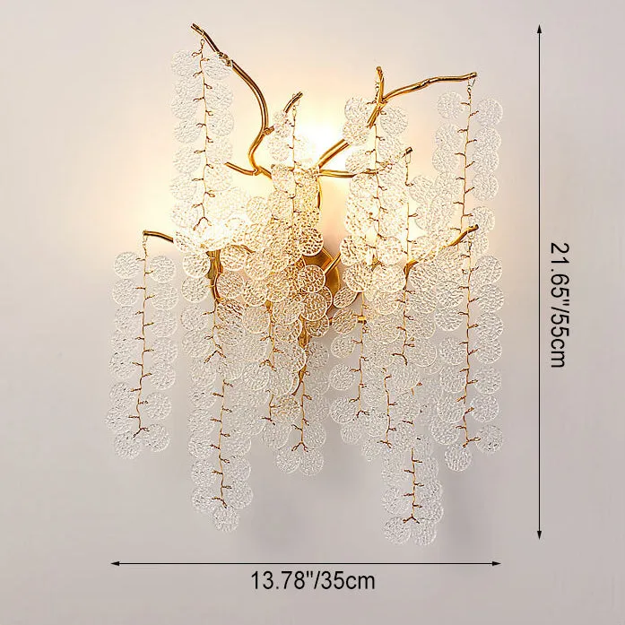 Contemporary Creative Money Tree Branch Aluminum Glass 3-Light Wall Sconce Lamp For Bedroom