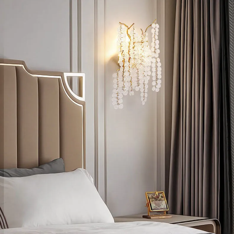 Contemporary Creative Money Tree Branch Aluminum Glass 3-Light Wall Sconce Lamp For Bedroom