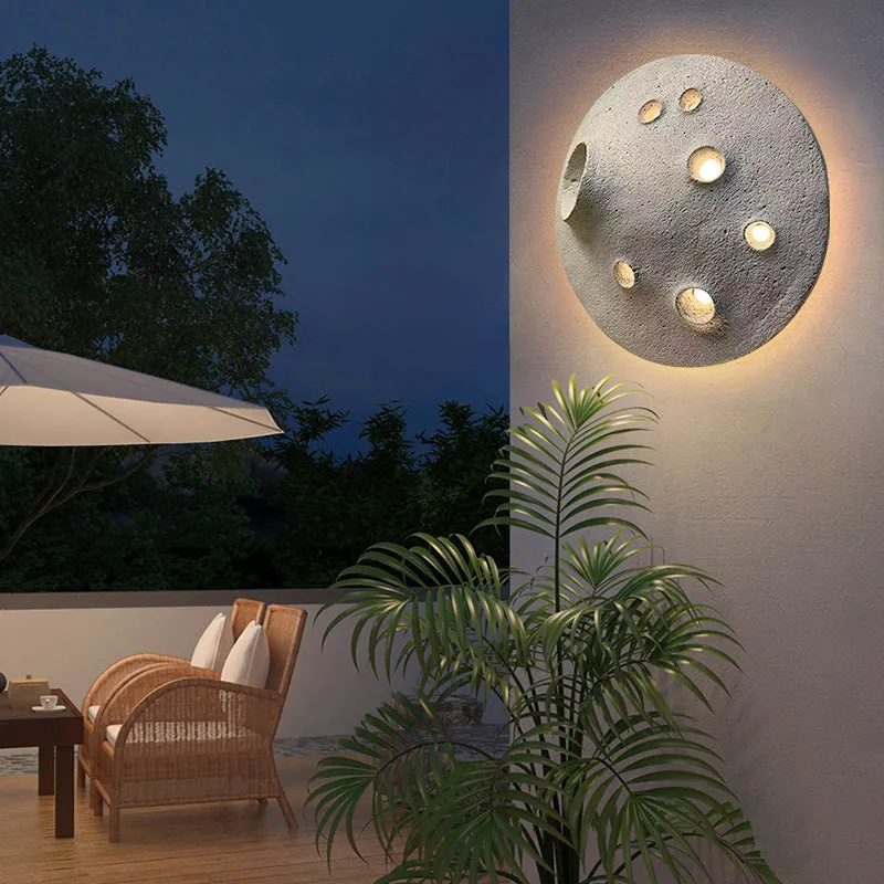 Contemporary Creative Waterproof Lunar Concrete LED Wall Sconce Lamp For Garden