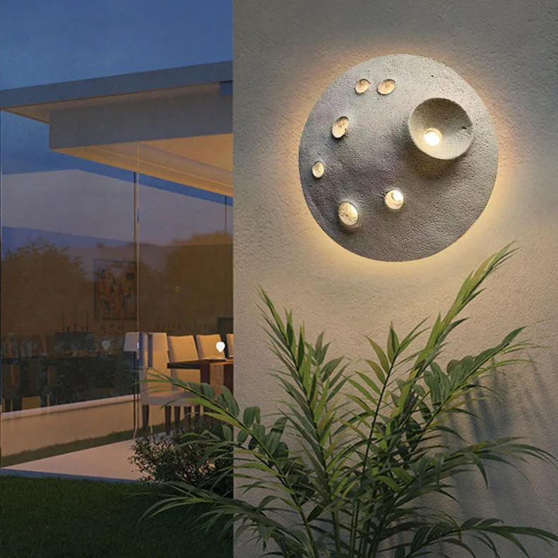 Contemporary Creative Waterproof Lunar Concrete LED Wall Sconce Lamp For Garden