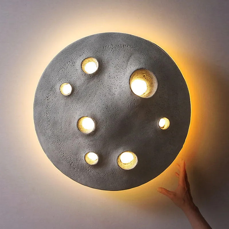 Contemporary Creative Waterproof Lunar Concrete LED Wall Sconce Lamp For Garden