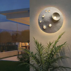 Contemporary Creative Waterproof Lunar Concrete LED Wall Sconce Lamp For Garden