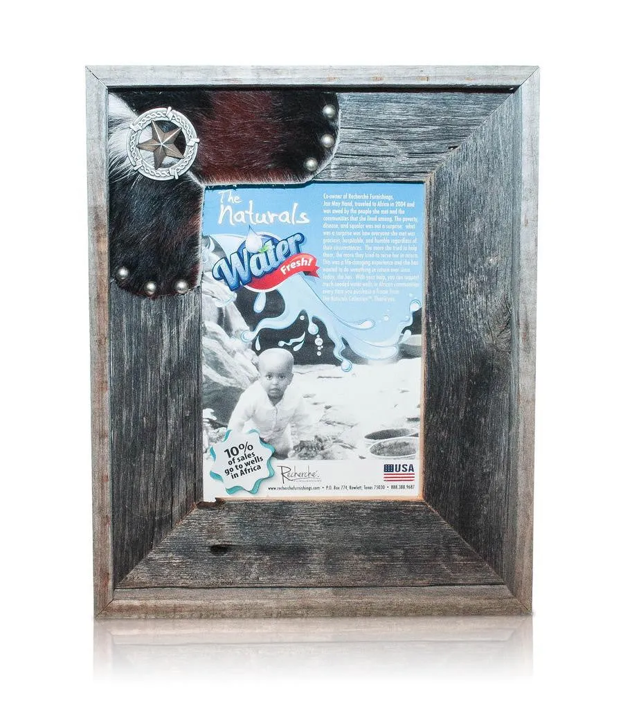 Cowhide Frame 5x7 Texas Old Silver