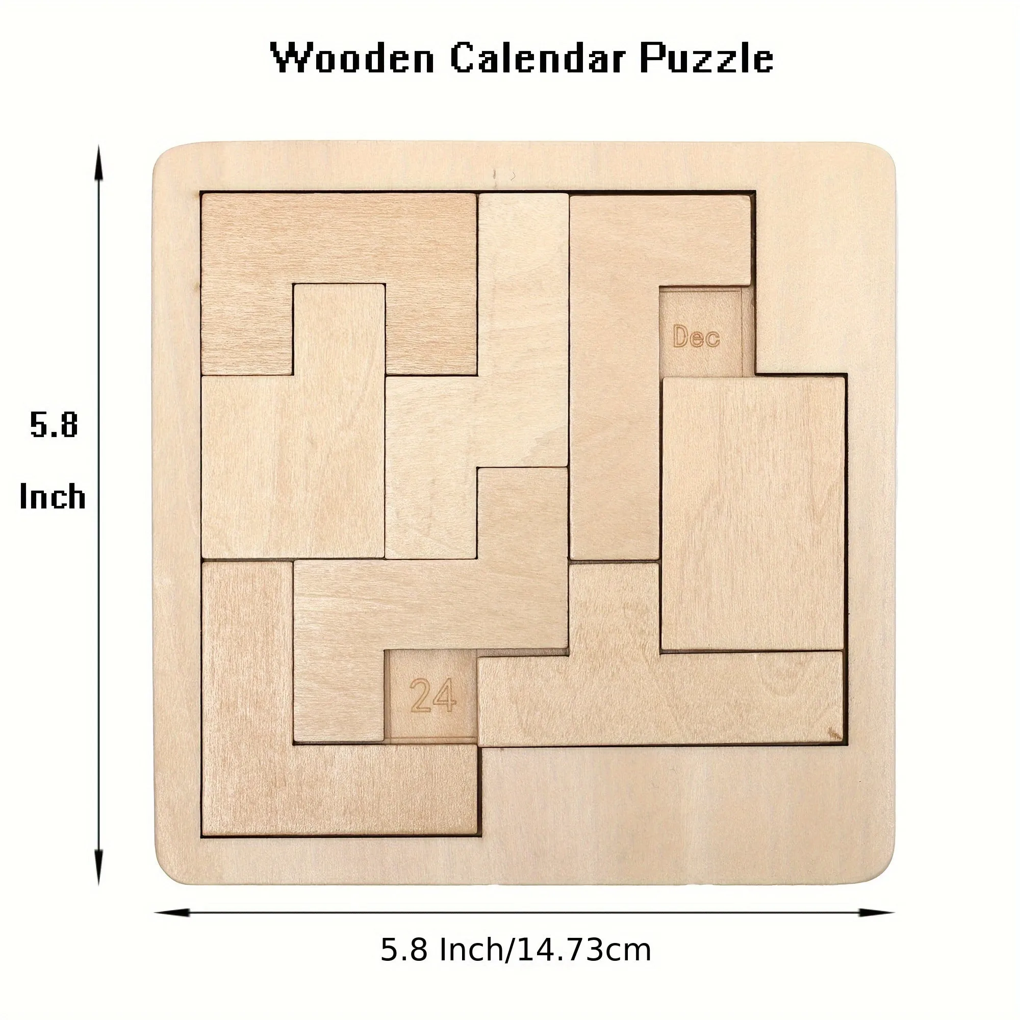 Daily Brain Teaser Wooden Calendar Puzzle with 365 Dates