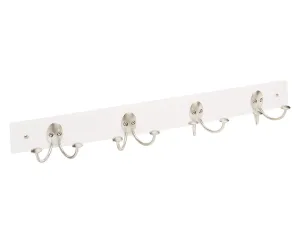 Double Hook Wood Rack - White and Nickel