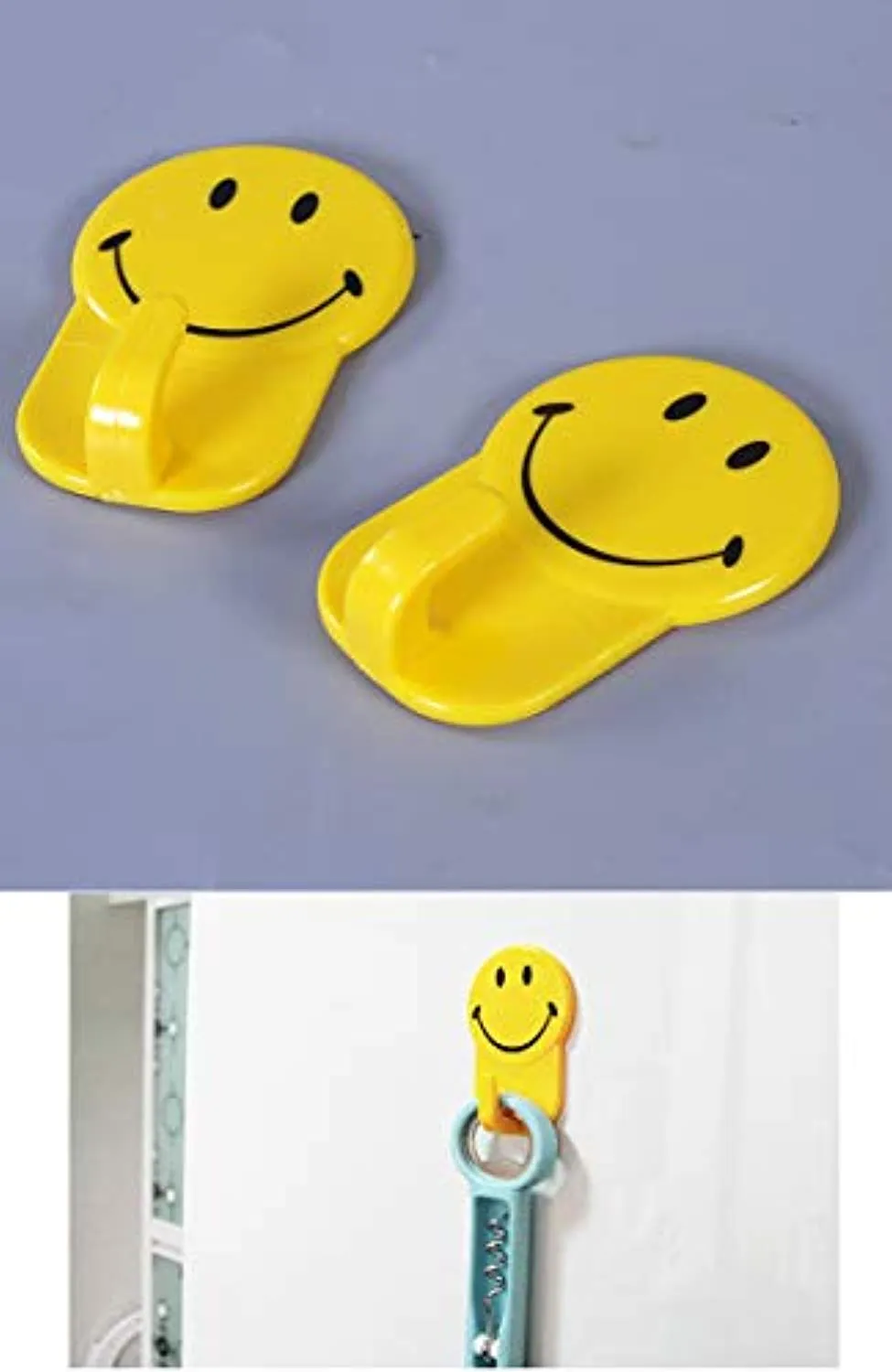 Electomania Self Adhesive Smiley Hooks Load Capacity 0.5kg Self Adhesive Plastic Hooks Load Capacity(3 Pieces)