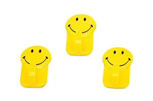 Electomania Self Adhesive Smiley Hooks Load Capacity 0.5kg Self Adhesive Plastic Hooks Load Capacity(3 Pieces)