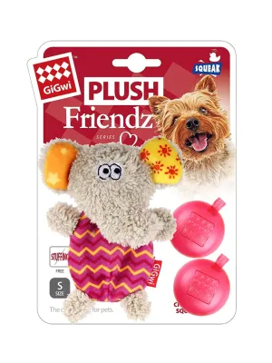 Elephant 'Plush Friendz' with refillable squeaker - Grey/Purple