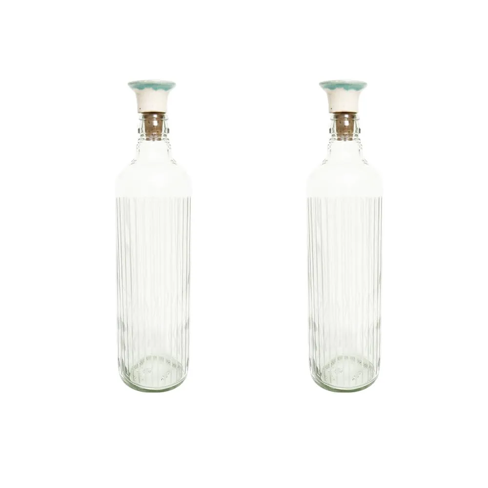 Ellementry Cove Glass Bottle with Cork (750 ML) | Water and Milk Bottle for Fridge | Clear and Transparent Bottles for Home and Office | BPA Free | Stylish and Premium Wine Bottle- Set of 2