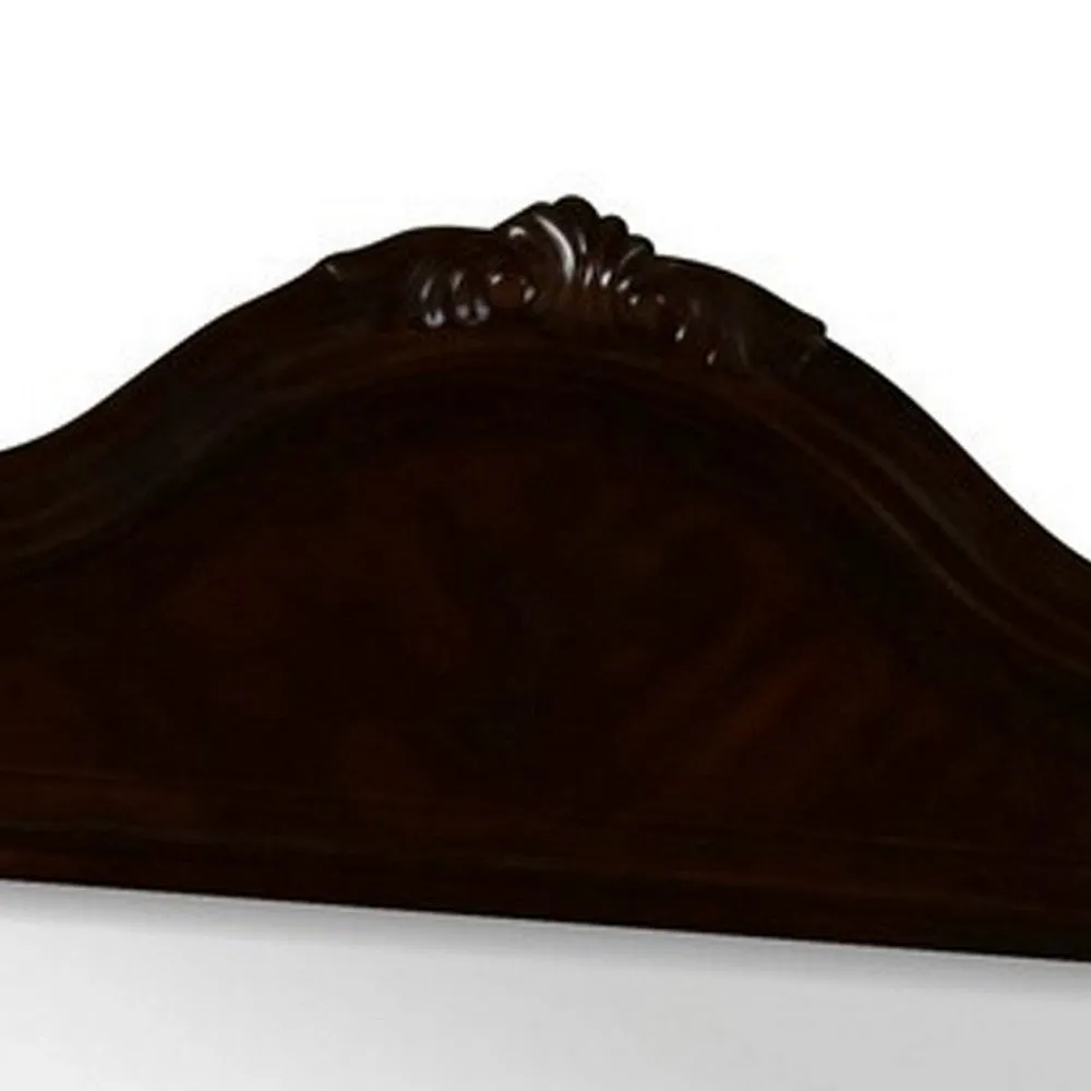 Fay 42 x 44 Dresser Mirror, Arched Hand Carved Frame, Dark Brown Maple Wood By Casagear Home