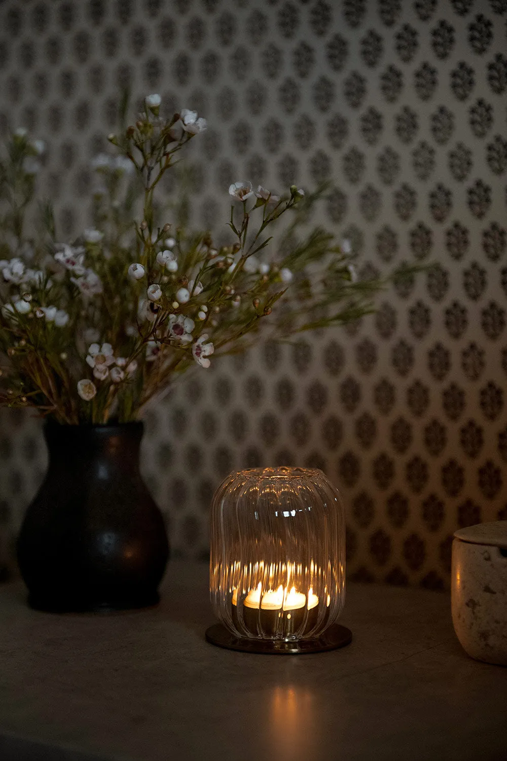 Fluted Glass Tealight Lantern