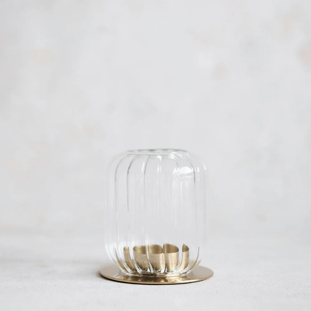 Fluted Glass Tealight Lantern