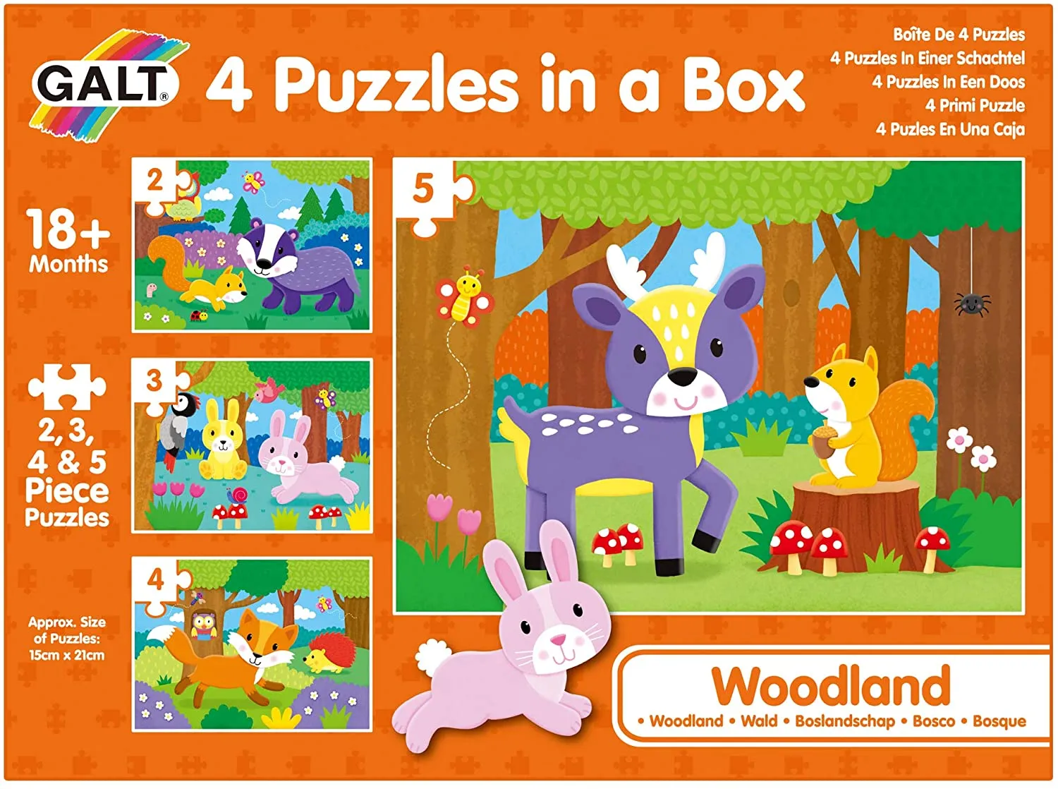 Galt 4 Puzzles In A Box - Woodland