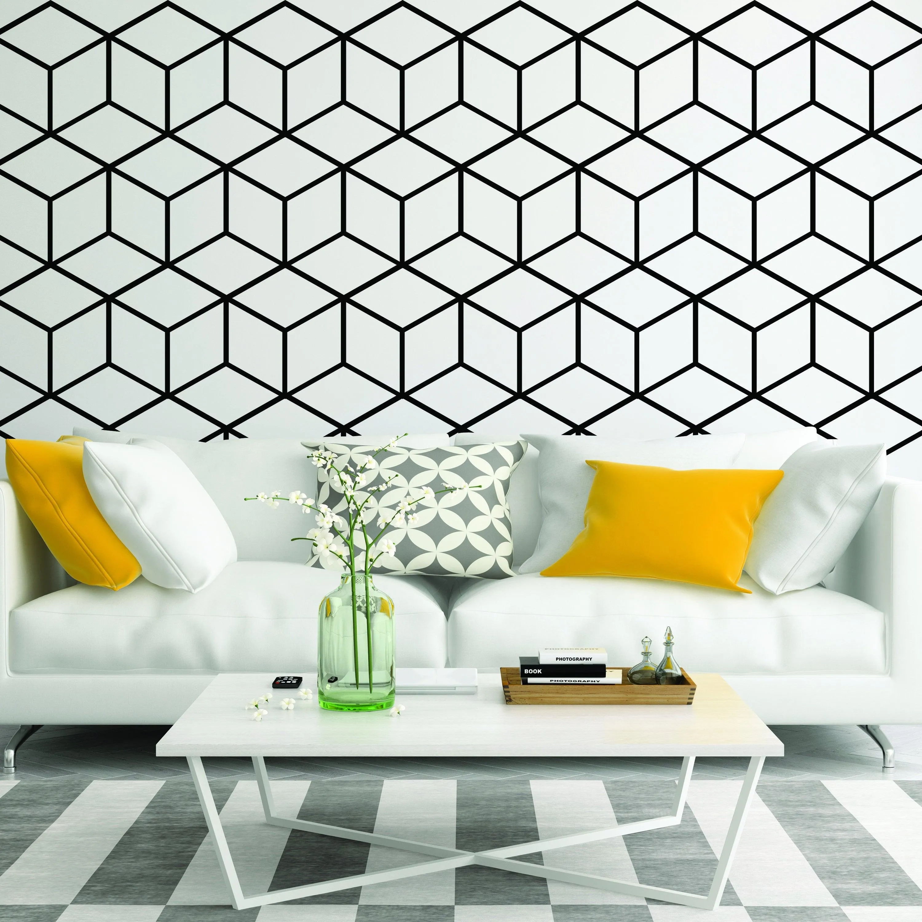 Geometric Wall Mural Decal - Hexagon Honeycomb Vinyl Bedroom Sticker