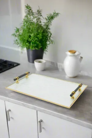 Gold Rectangle Glass Tray (Large)