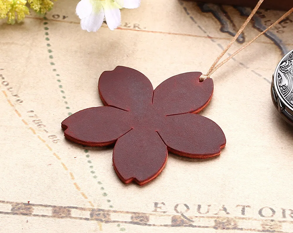 Handmade Retro Leather Flower Shape Bookmarks for Christmas Gift