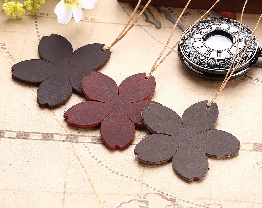 Handmade Retro Leather Flower Shape Bookmarks for Christmas Gift