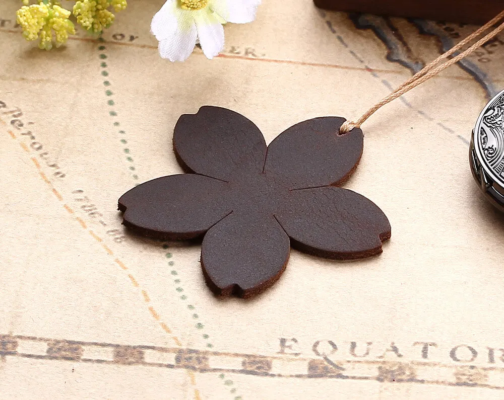 Handmade Retro Leather Flower Shape Bookmarks for Christmas Gift